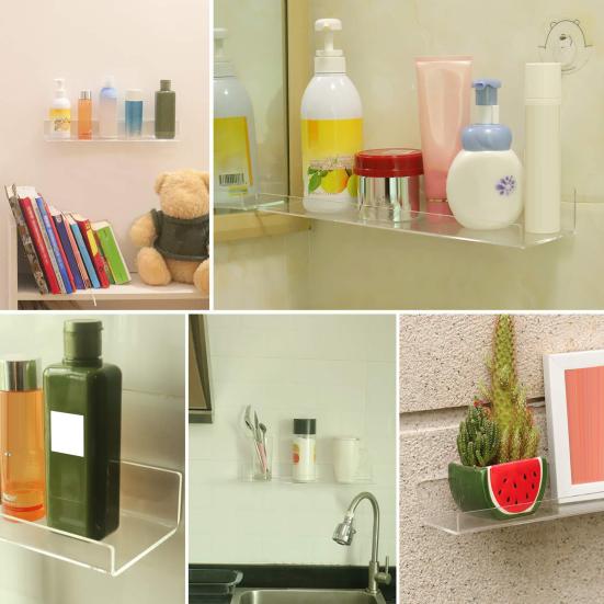 Акриловая плавающая полка, толстая, прочная, для офиса, гостиной, спальни, ванной, кухни, настенная полка для хранения, органайзер для дисплея