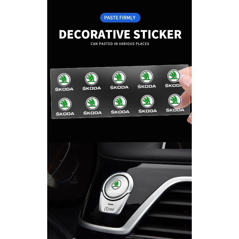 2/5/10Pcs Car Logo Sticker Central Control Decals Car Accessories For Skoda Octavia Superb Rapid Kodiaq Karoq Fabia Kamiq Roomster Citigo