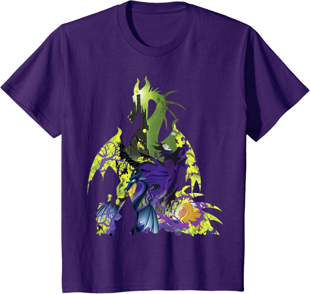 Disney Sleeping Beauty Maleficent Dragon Silhouette T-Shirt S-4XL
