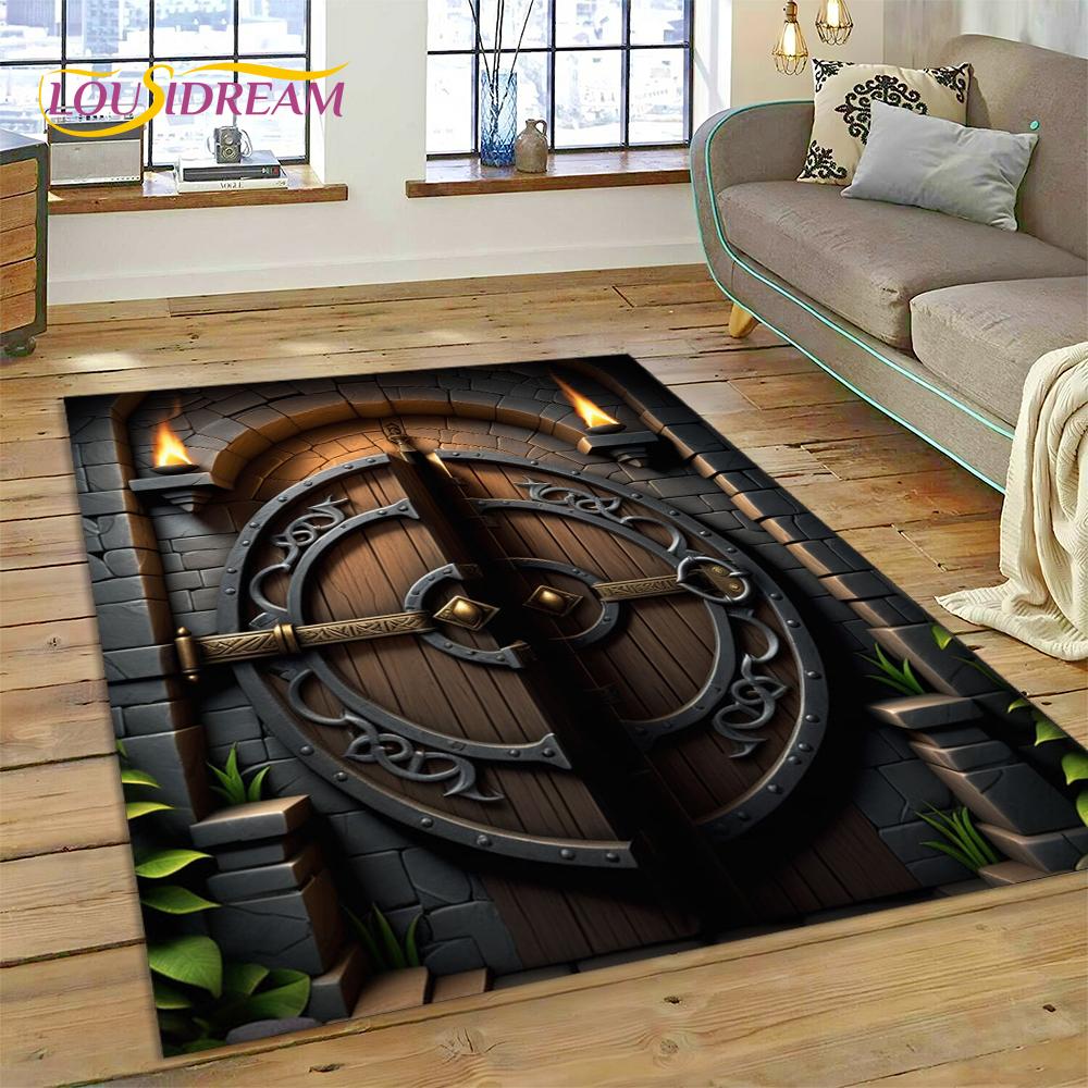 3D Ковер-иллюзия Ворота Храма Бога для Гостиной, Спальни, Дома, Декор Дивана, Ковер для Игровой Зоны Детей, Нескользящий Коврик