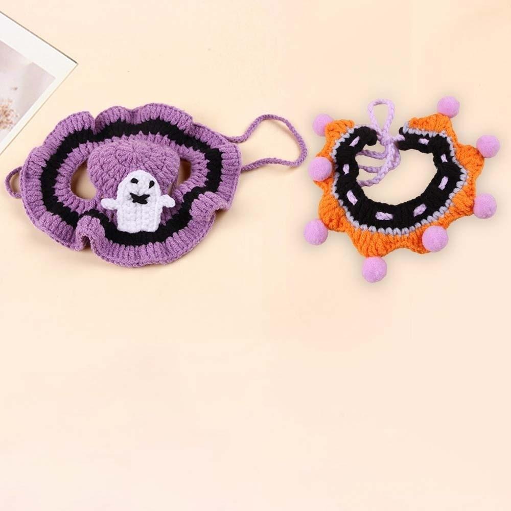 Одежда Хэллоуин Головной убор кошки Тыква Кошка Вязаная шапка Нагрудник Хэллоуин Костюмы для питомцев Фестивальная вечеринка