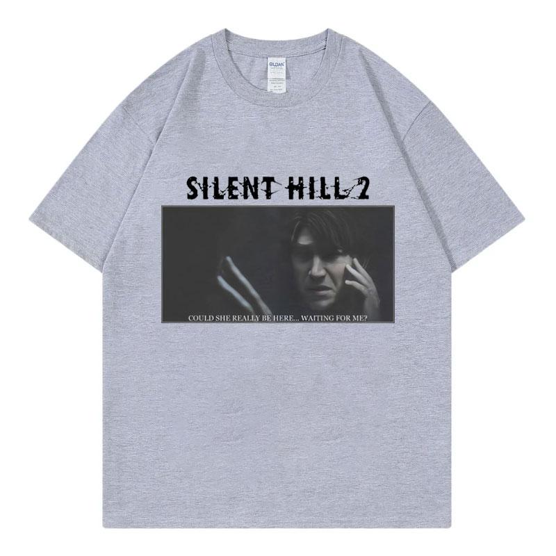 Хоррор Игра Silent Hill 2 Принт Футболка Мужская Женская Мода Винтажная Футболка с Коротким Рукавом Летняя 100% Хлопок Оверсайз Футболки
