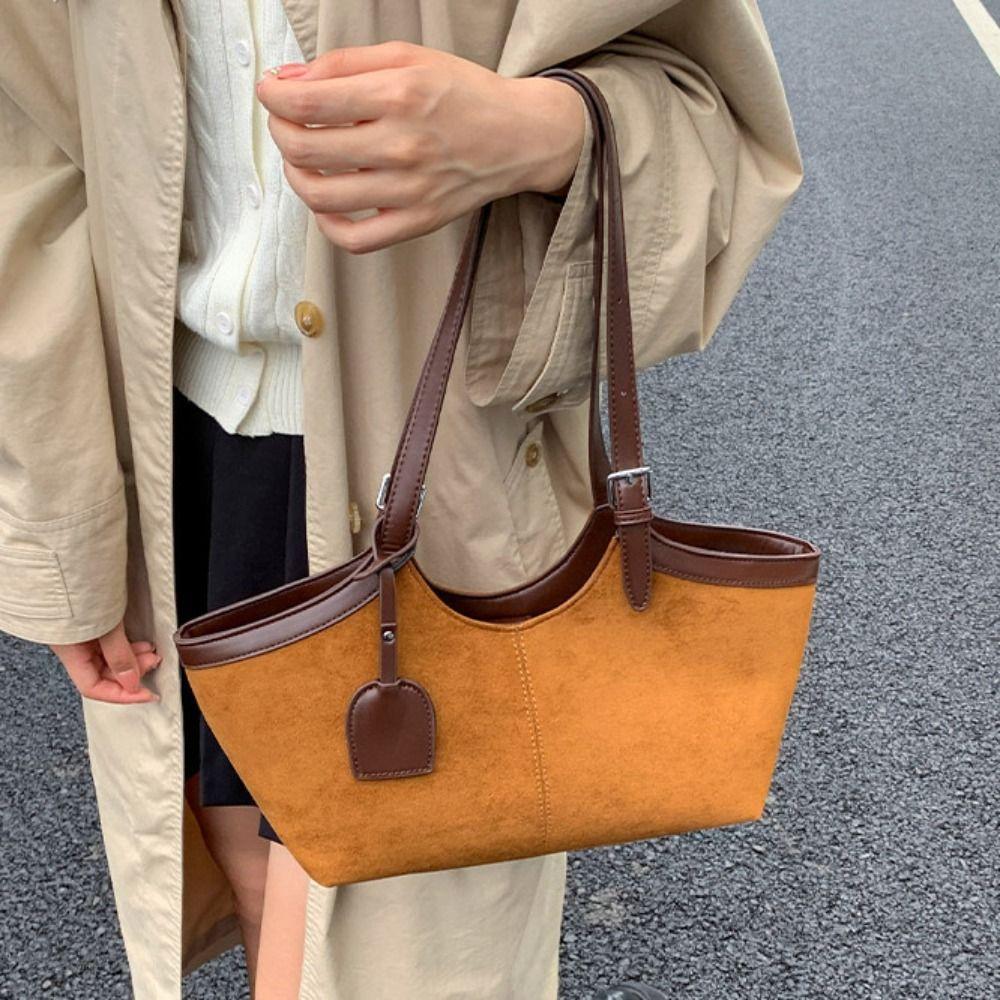Tote Bag Matte PU Handbag Solid Color Underarm Packs Casual Suede Shoulder Bag Girls