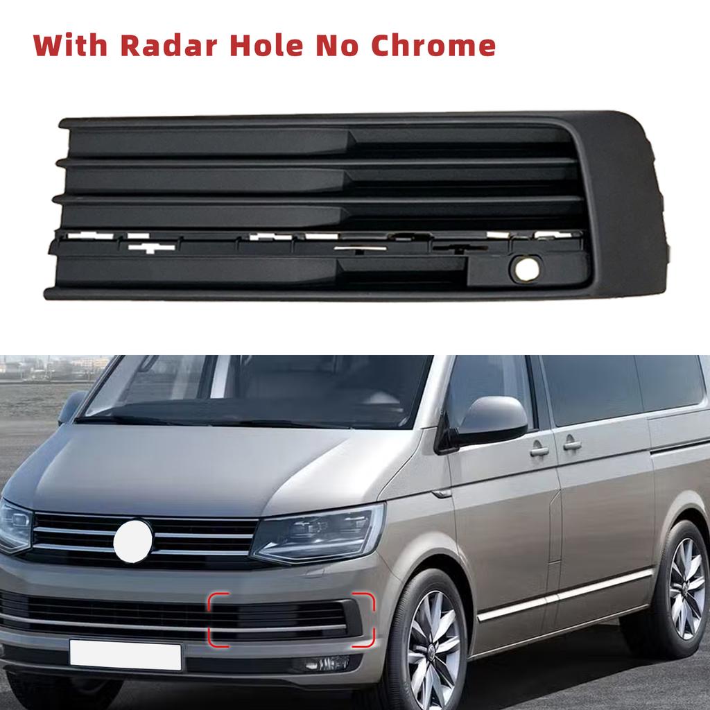 Car Front Fog Light Lamp Side Lower Grill Frame with Chrome Radar Hole for VW Transporter Multivan 2015 2016 2017 2018 2019