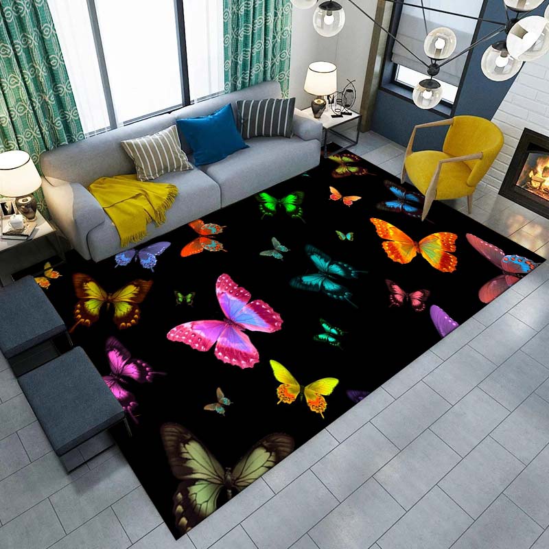 Gorgeous Butterfly Design ECO Friendly Material Carpet for Living Room Bedroom Bedside Rug Floor Mat Hallway Non-Slip Rug
