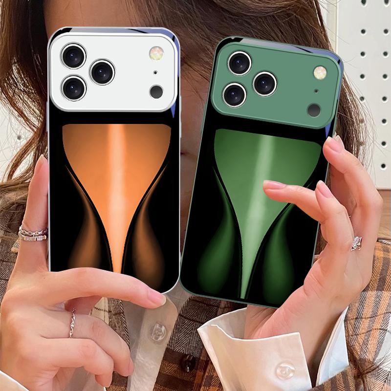 Оранжево-желтый светящийся ремешок для iPhone 17 Air 16 E 15 14 13 Plus 12 mini 11 17 Pro Max XR Xs Max 16E 7 8 Чехол для телефона из закаленного стекла