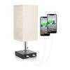 USB Bedside Table Lamp with 2 Useful USB Charging Ports, Fabric Shade Table Light Ideal for Bedroom, Living Room, Study