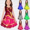 Girls 3D Print Dresses Kids Girl Party Sleeveless Princess Dress Tank 3D Print Diamond Heart Dress
