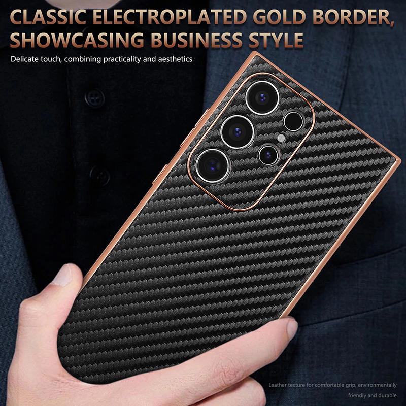 Чехол для телефона с гальваническим рисунком из углеродного волокна для Samsung Galaxy S23 S24 FE S22 Ultra Plus S21FE A25 A54 A55 5G A14 A15