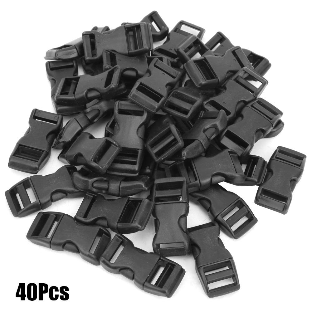40 Pcs Black Mini Buckles 17mm Flat Buckles Durable Side Release Buckles Pet Belt