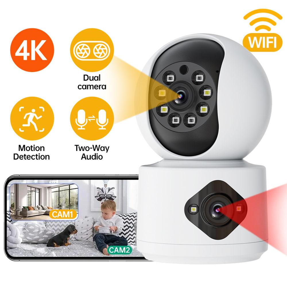 Dual Image WiFi Camera HD Smart Home Security Monitor Night Vision Surveillance Camera (No Memory Card)