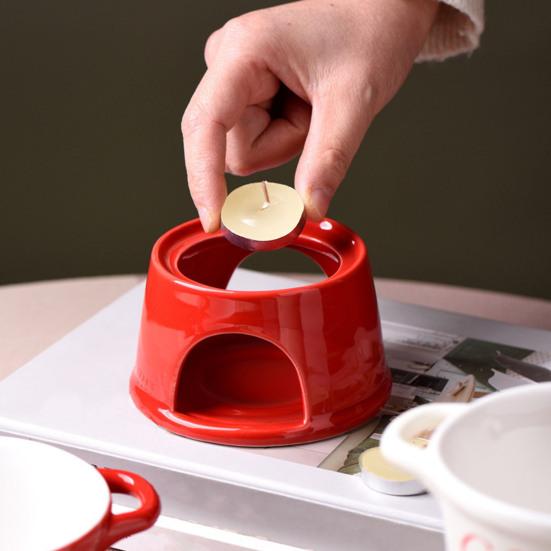 Набор кружек для шоколадного фондю, керамическая кружка для плавления шоколада с вилкой, свеча для свечей, горшочек для фондю для шоколадного сыра, масла