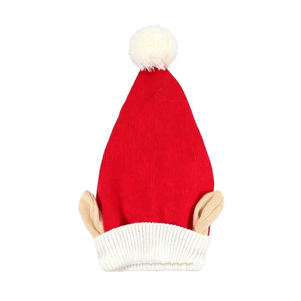 Contrast Color Elf Knit Hat Warm Funny Party Headwear Pointed Pom Bonnet Carnival
