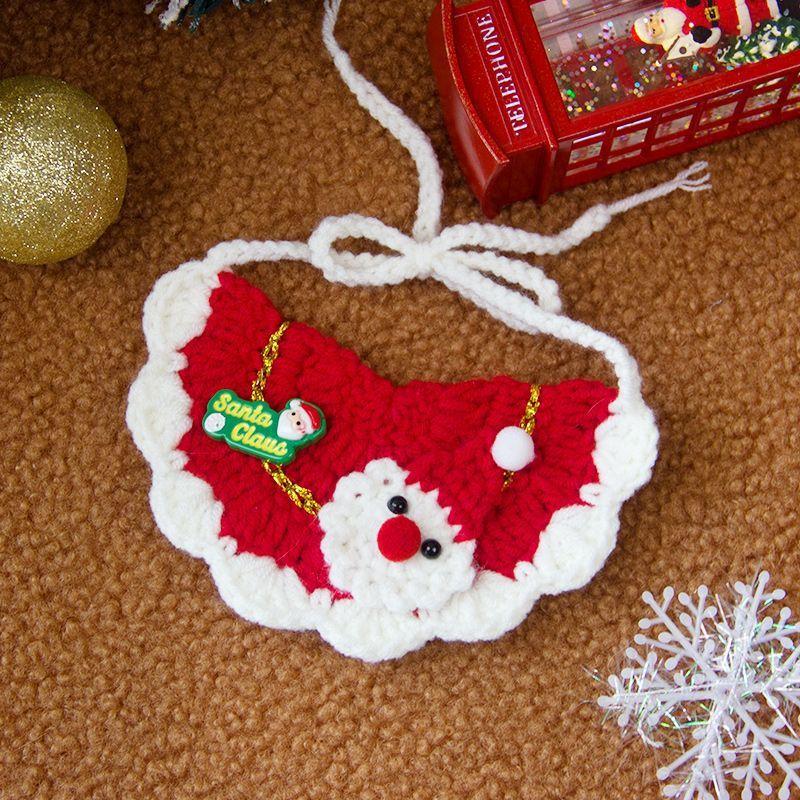 Christmas Pet Accessories Handmade Scarf for Cats and Dogs Cute Holiday Collar Bib Small Dog Knitted Bib