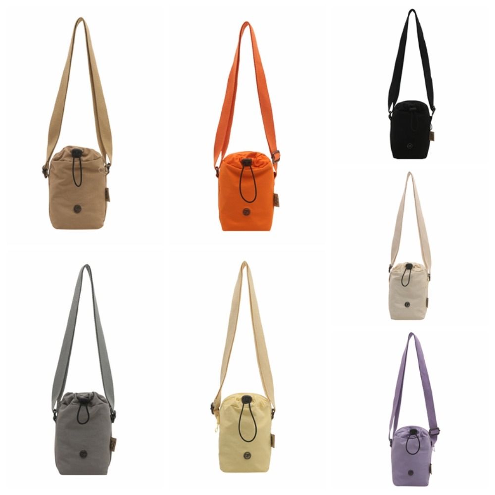 Multifunctional Mini Nylon Crossbody Bag Zipper Water Bottle Bag Drawstring Small Square Bag Daily