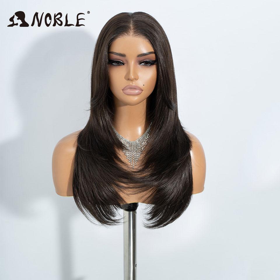 Noble Synthetic Lace Front Wigs For Women 13x3 Straight Lace Wig Pre Plucked Layered Wig Ombre Blonde Brown White Cosplay Wig