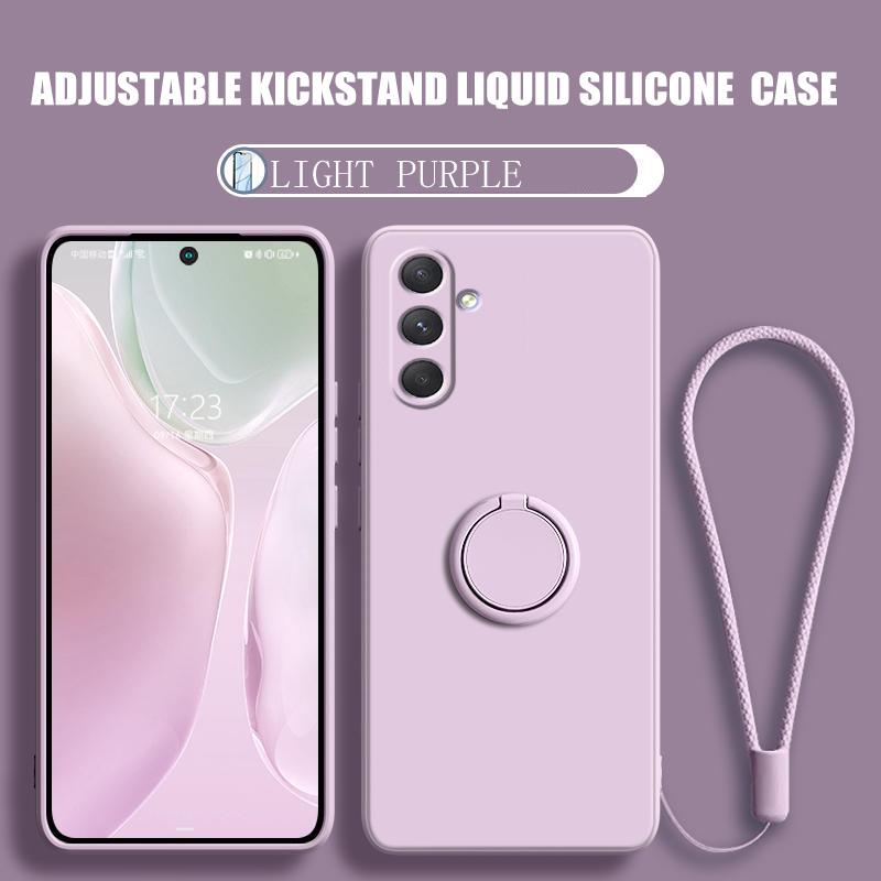 Case for Samsung Galaxy A54 5G Liquid Silicone Ring Holder Soft Phone Cover for Samsung Galaxy A54 5G Shockproof Back Fundas