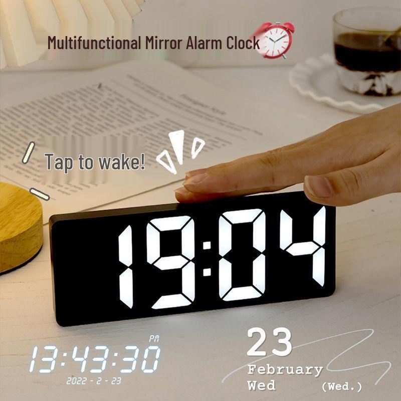 LED Multi-Function Mirror Alarm Clock: Makeup Mirror with Battery & Plug-in Options