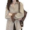 Early Spring Clothing Vertical Striped Shirt Female Long-sleeved Design Sense Niche Retro Hong Kong Flavor Stacked Shirt Female Comfortable Clothes