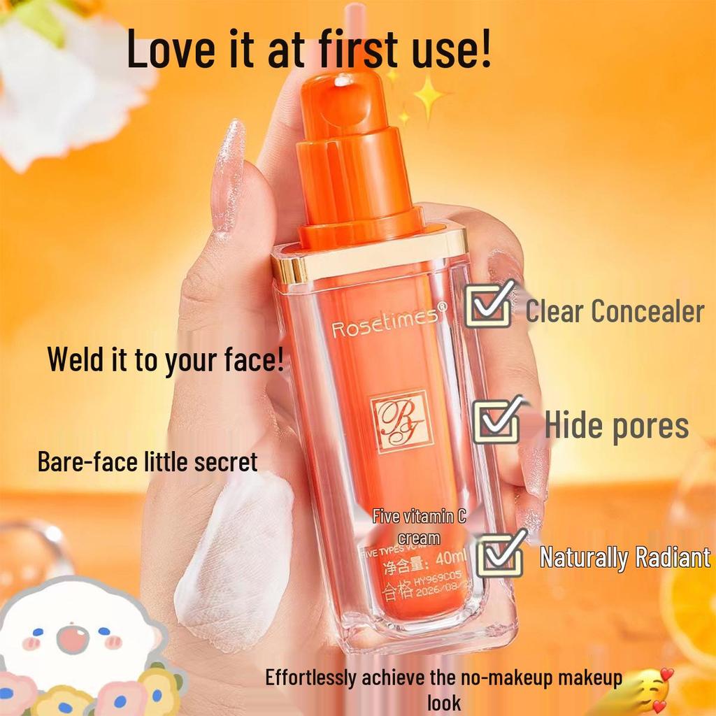 Аутентичный пятикратный увлажняющий консилер с витамином С для выравнивания тона - Натуральный, легкий и осветляющий нюдовый макияж.