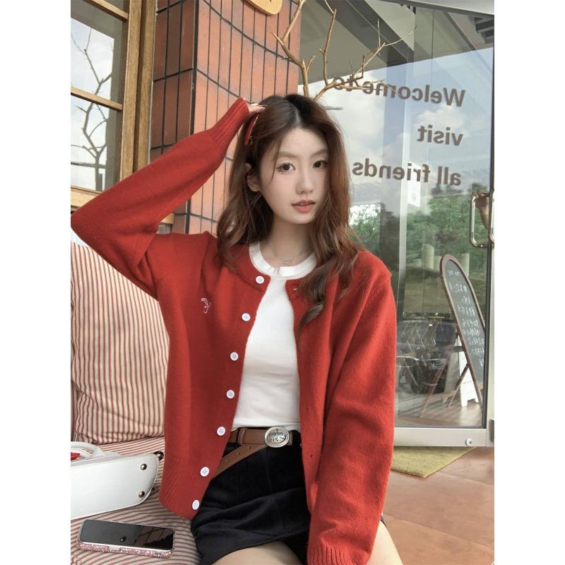 Светло-голубой кардиган из вышитого трикотажа, омолаживающий, однобортный, куртка-свитер, женский, осенний, мягкий, восковой дизайн, топ