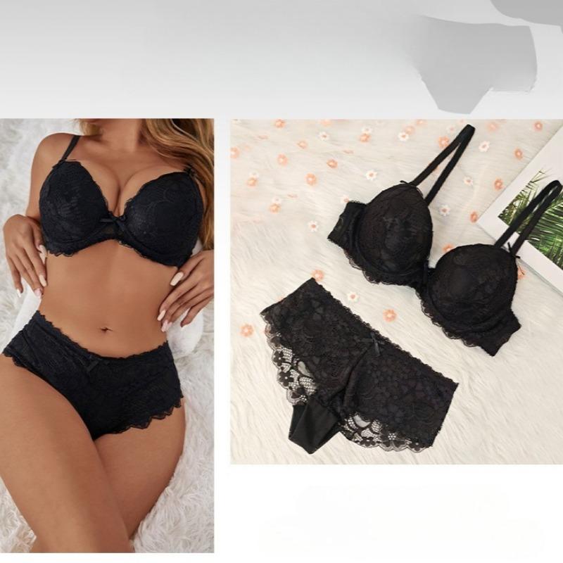 French Sexy Lace Lingerie Set for Small Chest Gathered and Lifted Anti-sagging Women's Bra