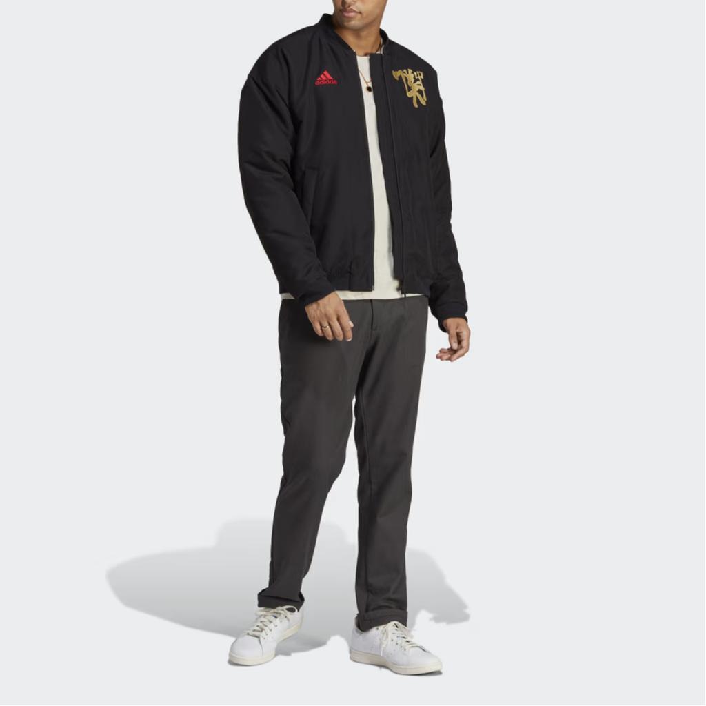 Adidas Спортивная куртка с вышивкой логотипа, мужская верхняя одежда, черная HT1991