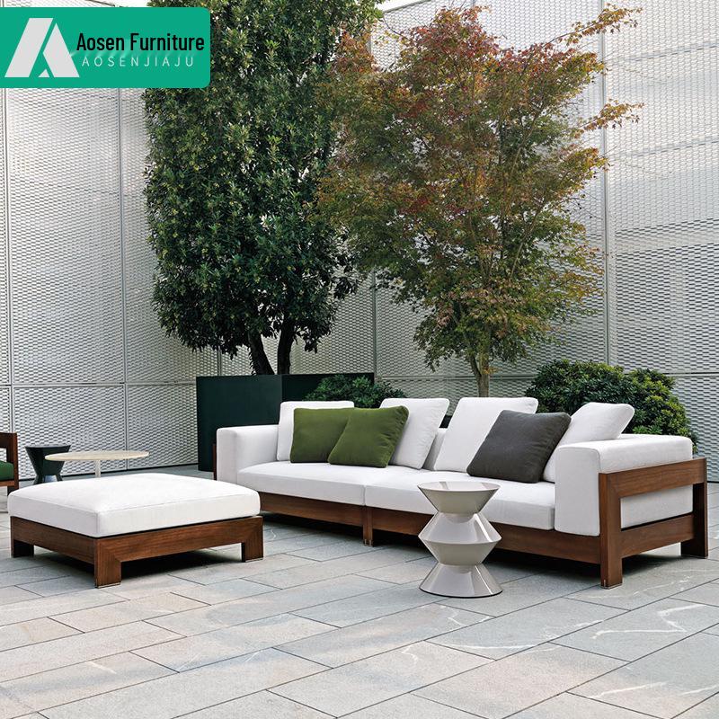 Luxury Teak Outdoor Sofa - Waterproof & Sun-Protected for Patio, Balcony, or Garden