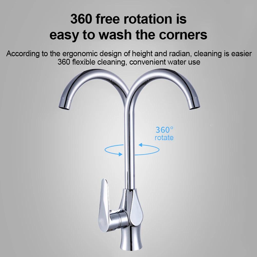 Durable Tap Kitchen Faucet Brass Base Chrome Cold Hot Mixer Easy To Operate Modern Design Plated Polished Steel Body