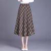 Tooxika New Autumn And Winter Retro Plaid Woolen High Waist A-line Long Skirt