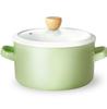 AtRise 18см эмалированная кастрюля с крышкой, позволяющей видеть содержимое, для одного человека, подходит для индукции, газа, (белый зеленый)