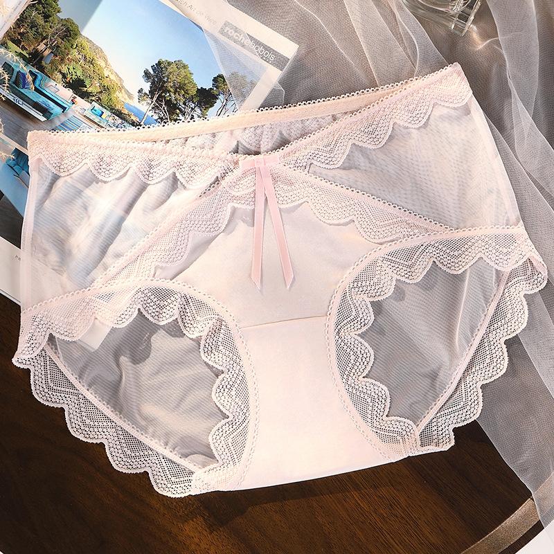 Big Size Female Spring and Summer Sexy Lace Hollow Mesh Cotton 10A Anti Bacterial Briefs
