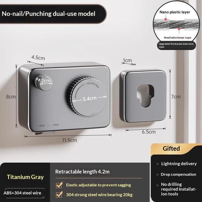 Retractable Clothesline Renter Friendly Foldable Wall Laundry Hanger Drying Rack for Small Space Apartment