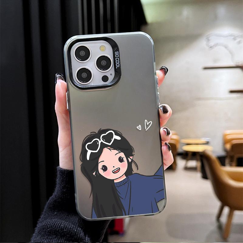 Милая пара Чехол для телефона с парой Для iPhone 17 Air 16e 15 14 13 12 11 Pro Max Plus Mini SE Противоударный Матовый Задняя крышка