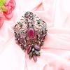 Women's Ethnic Hollow Flower Retro Brooch Antique Gold Color Circular Resin Scarf Corsage Light Jewelry Gift
