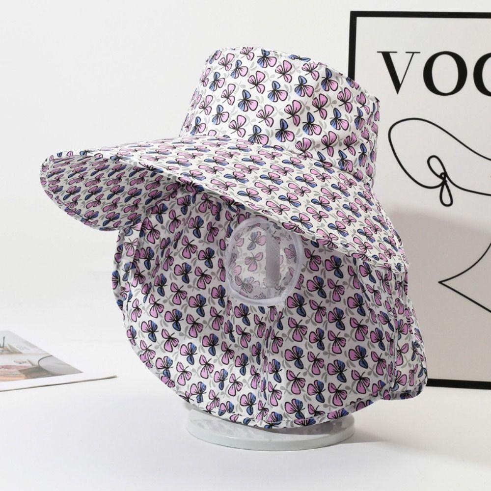 UV Protection Tea Picking Work Hat Wide Brim Fisherman's Hat Face Mask Sun Hat Summer Outdoor