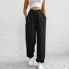 Women's High Waist Solid Color Casual Trousers Workout Sports Joggers Pants With Pockets