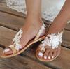 Летние новые цветочные повседневные сандалии на плоской подошве, сандалии-щипки, женские сандалии
