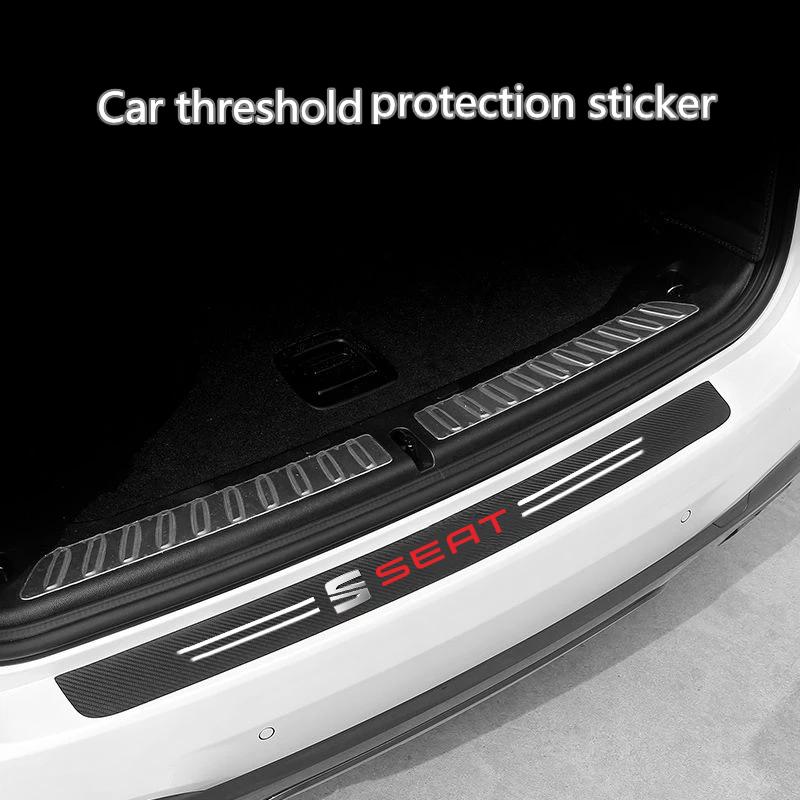 wszp1 Car with Logo Door Carbon Fiber Sill Protector Stickers For Seat Leon 5f Ibiza 6l 6j Leon 1p Cushion Altea Xl Leon Accessories