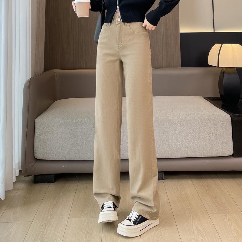 Женские джинсы с высокой талией, облегающие, белые, прямого кроя - Осень 2025