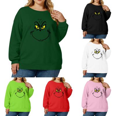 Женский модный повседневный пуловер большого размера с длинным рукавом и принтом