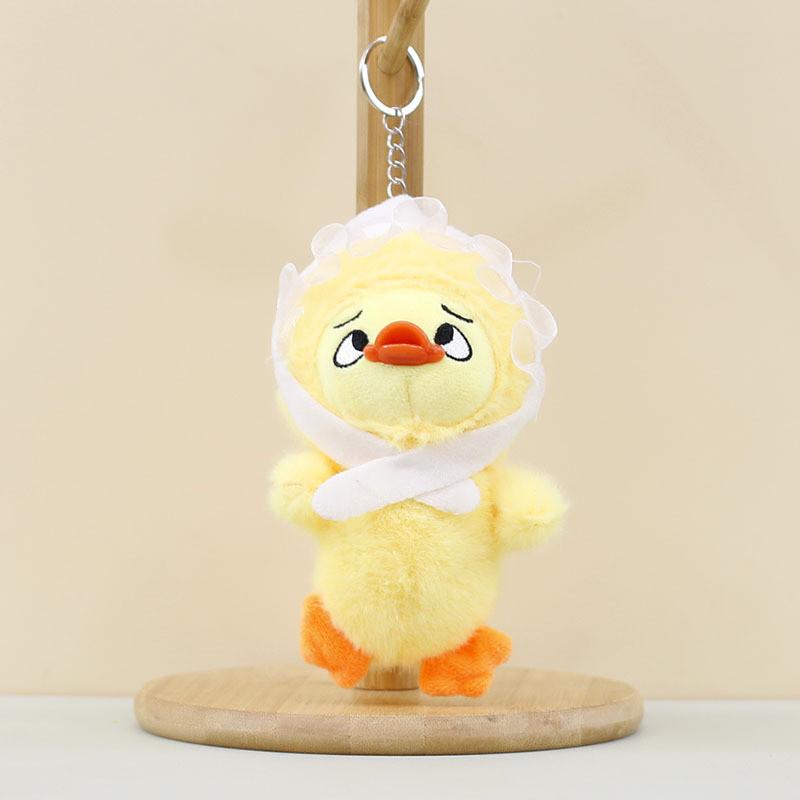 Fluffy Plush Annoying Duck Keyring Short Plush Animal 14cm Fun Desk Accessory