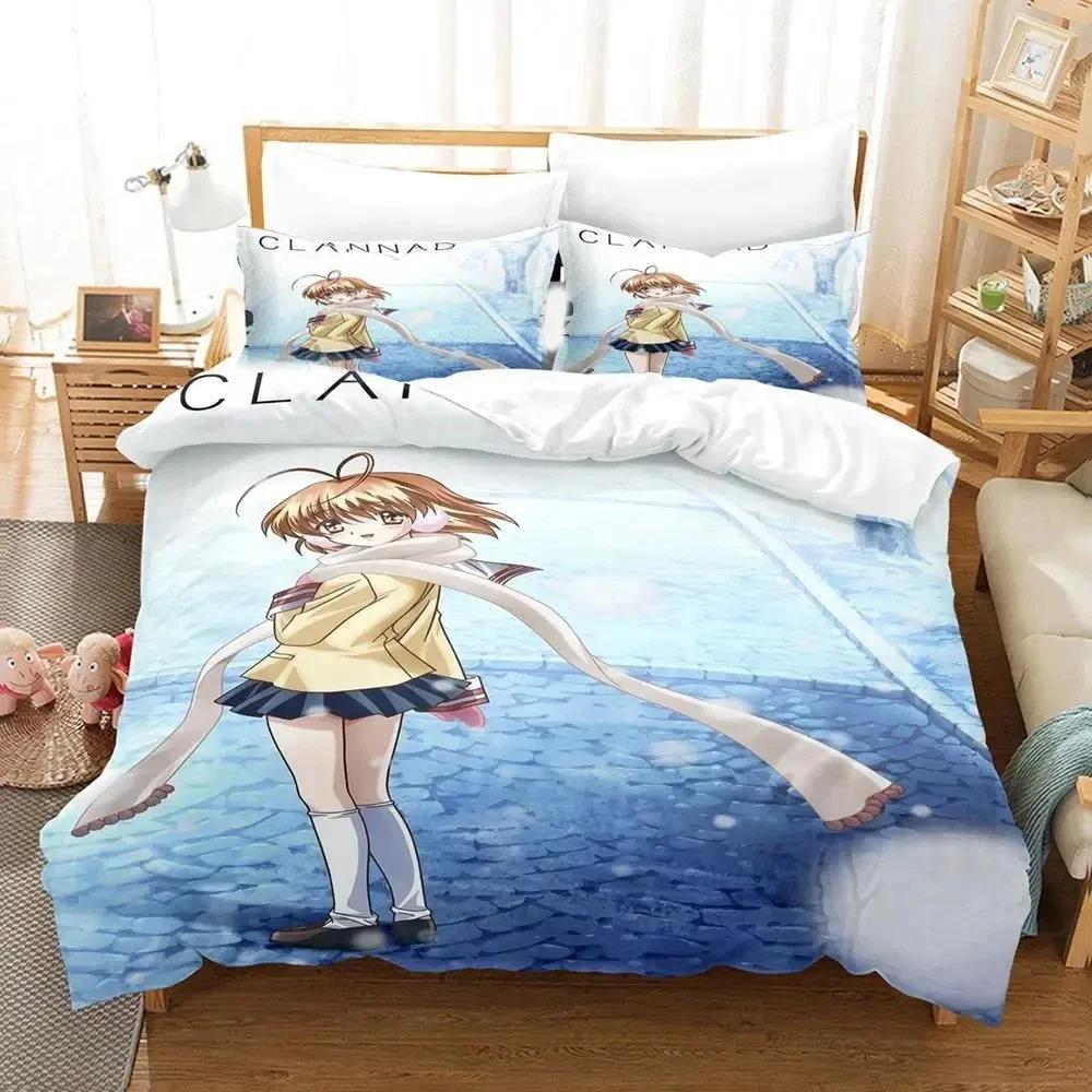 3D Печать Аниме CLANNAD Комплект Постельного Белья Пододеяльник Наволочка Одеяло Размер King Queen Для Мальчиков Взрослых Постельный Комплект