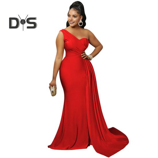 Женское вечернее платье на одно плечо без рукавов с разрезом по низу, однотонное плиссированное однотонное платье для выпускного вечера, коктейльное платье макси, бальное платье