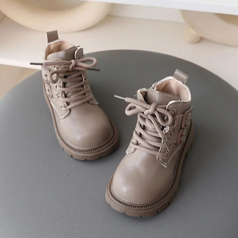 2024 Autumn Zapatos Children Shoes Simple Soft Soled Kids Casual Shoes Trendy Versatile Girl Ankle Boots Anti Slip Winter Boots