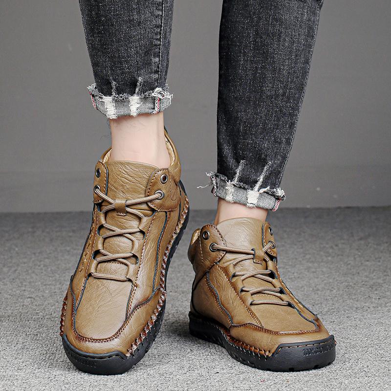 Новые мужские ботинки из натуральной кожи ручной работы, кроссовки уличного дизайна, мужская дышащая повседневная кожаная обувь, мужские ботильоны, большой размер 48