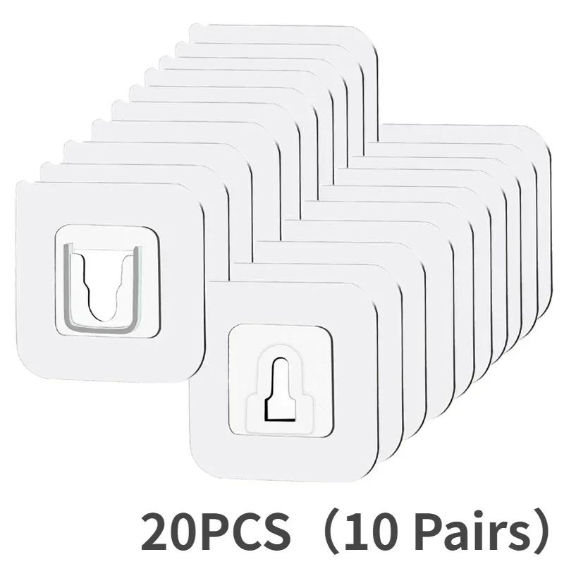 10/5 пар двухсторонних клейких настенных крючков, невидимый бесследный карабин, настенный держатель для хранения, комплект крючков для ванной, кухни, спальни