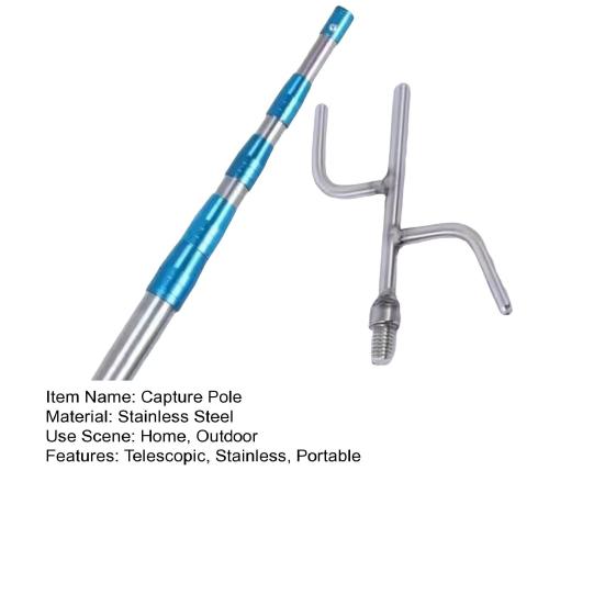 Stainless Steel Telescopic Capture Pole with Pickup Hook Curtain Puller Clothes Dryer Fishing Net Puller Portable Truck Cargo Grabber