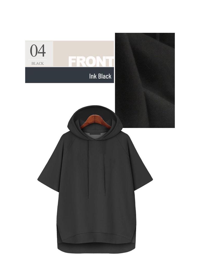 Однотонная футболка на кулиске в корейском стиле: Женская толстовка с капюшоном, с коротким рукавом, свободного кроя, летняя