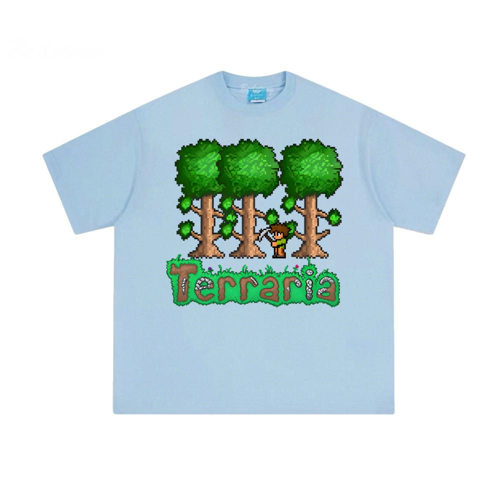 Игровая футболка Terraria в пиксельном стиле, 2026, с коротким рукавом, повседневная, летняя, унисекс, одежда в стиле манга